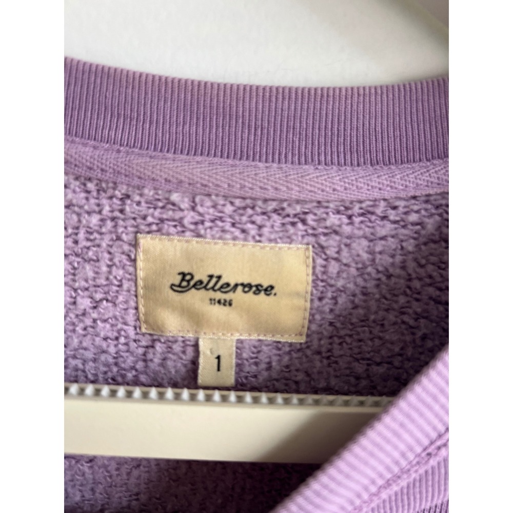 Bellerose Lavender Cotton Boxy Cropped Sweatshirt Wide Sleeve Size 1 Purple - Picture 5 of 10